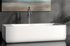 Rectangle Bath with Wide Ledge on One Side, Modern Flat Rim