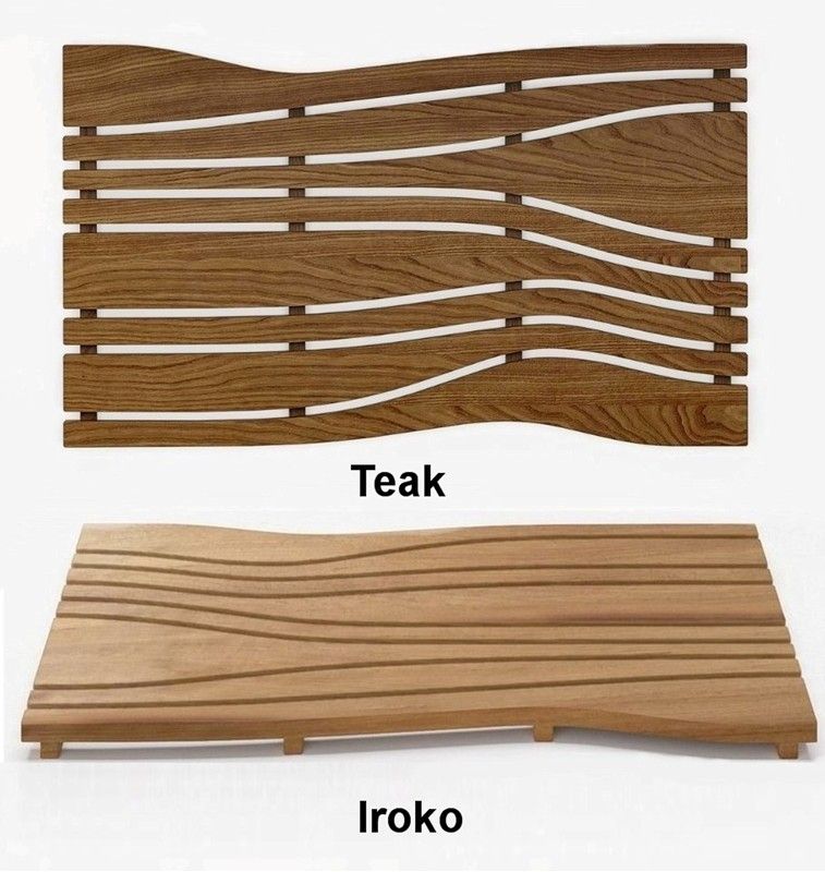 Aquatica Onde Waterproof Iroko Wood Bath Shower Floor Mat