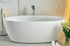 Oval Freestanding Bath, Curving Sides, Modern Flat Rim