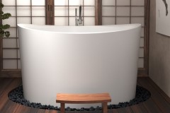 Japanese Style Freestanding Bath, 2 Raised Backrests