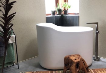 Ofuro Tub with Wood Root Stool