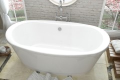 Oval Freestanding Bath with Curving Rim, Recessed Base