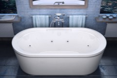 Oval Center Drain Freestanding Bath with Decorative Rim