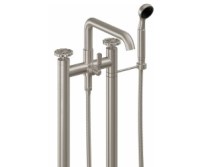 Freestanding 2 Post Tub Filler, Squared Spout, Wheel Handle