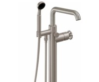 Freestanding Single Post Tub Filler, Squared Spout, Wheel Handle