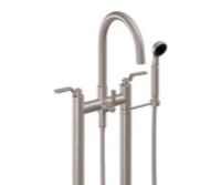 Freestanding 2 Post Tub Filler, Curving Spout, Lever Handle