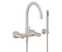 Tall Curving Spout, Bridge Wall Tub Filler, Smooth Handles