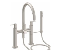 Tall Curving Spout, Bridge Style Tub Filler, Post Handles