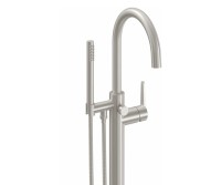 Curving Spout, Tapered Lever Handle Single Hole Freestanding Tub Filler with Handshower