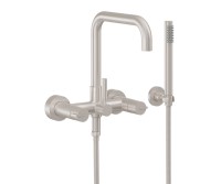 Squared Spout, Bridge Wall Tub Filler, Smooth Handles