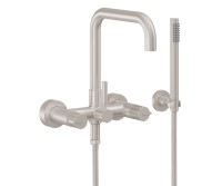 Squared Spout, Bridge Wall Tub Filler, Knurl Handles