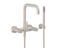 Squared Spout, Bridge Wall Tub Filler, Pinstripe Handles