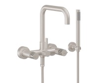 Squared Spout, Bridge Wall Tub Filler, Pinstripe Intaglio Handles