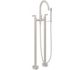 Curving Spout 2 Leg Freestanding Tub Filler, Cayucos Lever Handle, Handshower