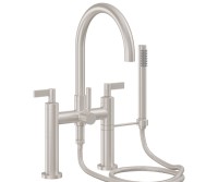 Tall Curving Spout, Bridge Style Tub Filler, Lever Handles