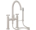 Tall Curving Spout, Bridge Style Tub Filler, Cross Handles