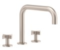 Deck Mount Tub Faucet Flat Quad Spout, Cross Handles