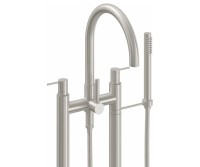 Curving Spout 2 Leg Freestanding Tub Filler, Post Lever Handle, Handshower