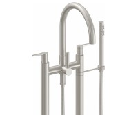 Curving Spout 2 Leg Freestanding Tub Filler, Post Lever Handle, Handshower