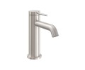 Short Single Hole Faucet with Front Post Style Handle, Curved Spout