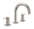 Sink Faucet, Low Curving Spout, Post Handles, Knurl Column