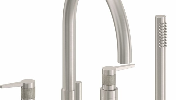 D Street Bridge Tub Filler with Industrial Knurl Handles