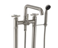 Knurl Cross Handle, 2 Post, Squared Spout Freestanding Faucet