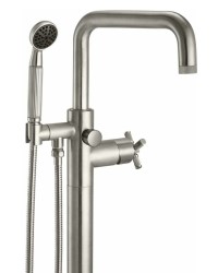 Floor Mount Single Hole Tub Filler, Flat Quad Spout, Industrial Accents