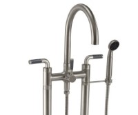 Cross Handle, 2 Post, Arched Spout Freestanding Faucet