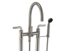 Knurl Lever 2 Post, Arched Spout Freestanding Faucet