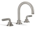 Widespread Faucet with High Curving Spout, Knurl Textured Lever Handles