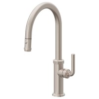 Push Button Pull Down, High Arch Kitchen Faucet, Smooth Lever Handle