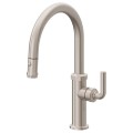 Smooth Lever Handle, Push Button Pull Down Kitchen Faucet