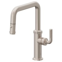 Push Button Pull Down, Quad Spout Kitchen Faucet, Knurl Textured Handle