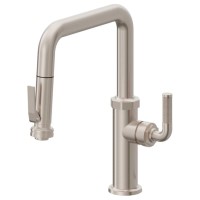 Squeeze Pull Down, Quad Spout Kitchen Faucet, Knurl Textured Handle