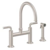 Knurl Handle, Bridge Faucet, Arch Spout, Side Spray