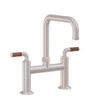 Teak Handle, Bridge Faucet, Quad Spout