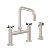 Carbon Cross Handle, Bridge Faucet, Quad Spout, Side Spray