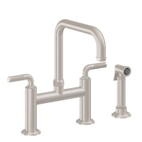 Knurl Handle, Bridge Faucet, Quad Spout, Side Spray