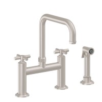 Smooth Cross Handle, Bridge Faucet, Quad Spout, Side Spray