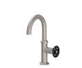 Curving Spout, Side Lever Control, Black Wheel Handle