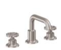 Tub Faucet with Squared Tubular Spout, Metal Wheel Handles