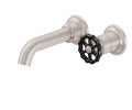 2 Hole, Single Black Wheel Handle Wall Faucet