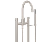 Curving Spout, 2 Legs Freestanding Tub Filler, Smooth Handles