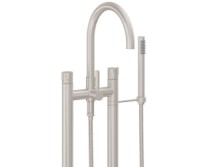 Curving Spout, 2 Legs Freestanding Tub Filler, Hammered Handles