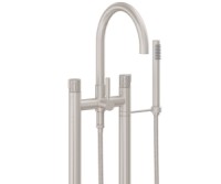 Curving Spout, 2 Legs Freestanding Tub Filler, Rivulet Intaglio Handles