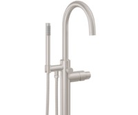 Curving Spout, Single Hole Freestanding Tub Filler, Smooth Handles