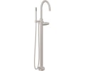 Curving Spout Single Hole Freestanding Tub Filler, Knurl Handle, Handshower