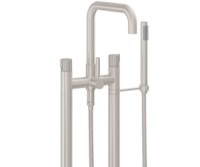 Squared Spout, 2 Legs Freestanding Tub Filler, Pinstripe Handles