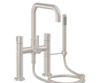 Squared Spout, Bridge Style Tub Filler, Smooth Handles